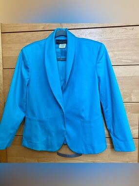 Harve Bernard Teal/Turquoise Lined Cotton Blazer, size 8